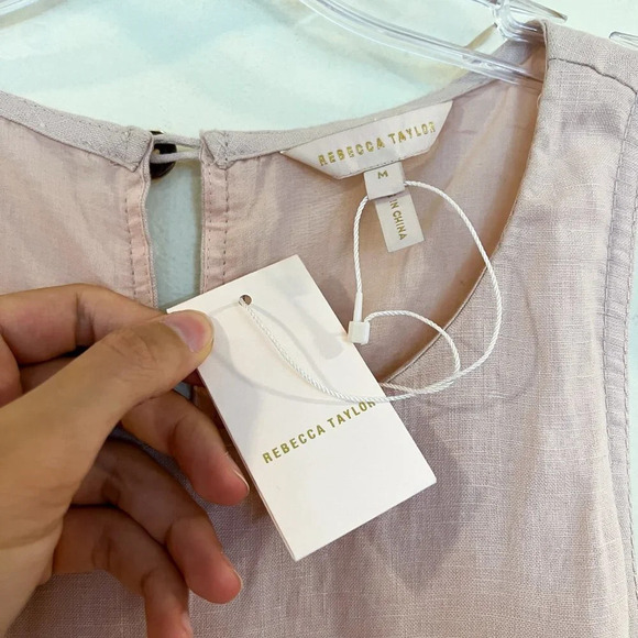 Rebecca Taylor Light Pink Linen Sleeveless Pleated Preppy Maxi Dress M NWT - Picture 5 of 8